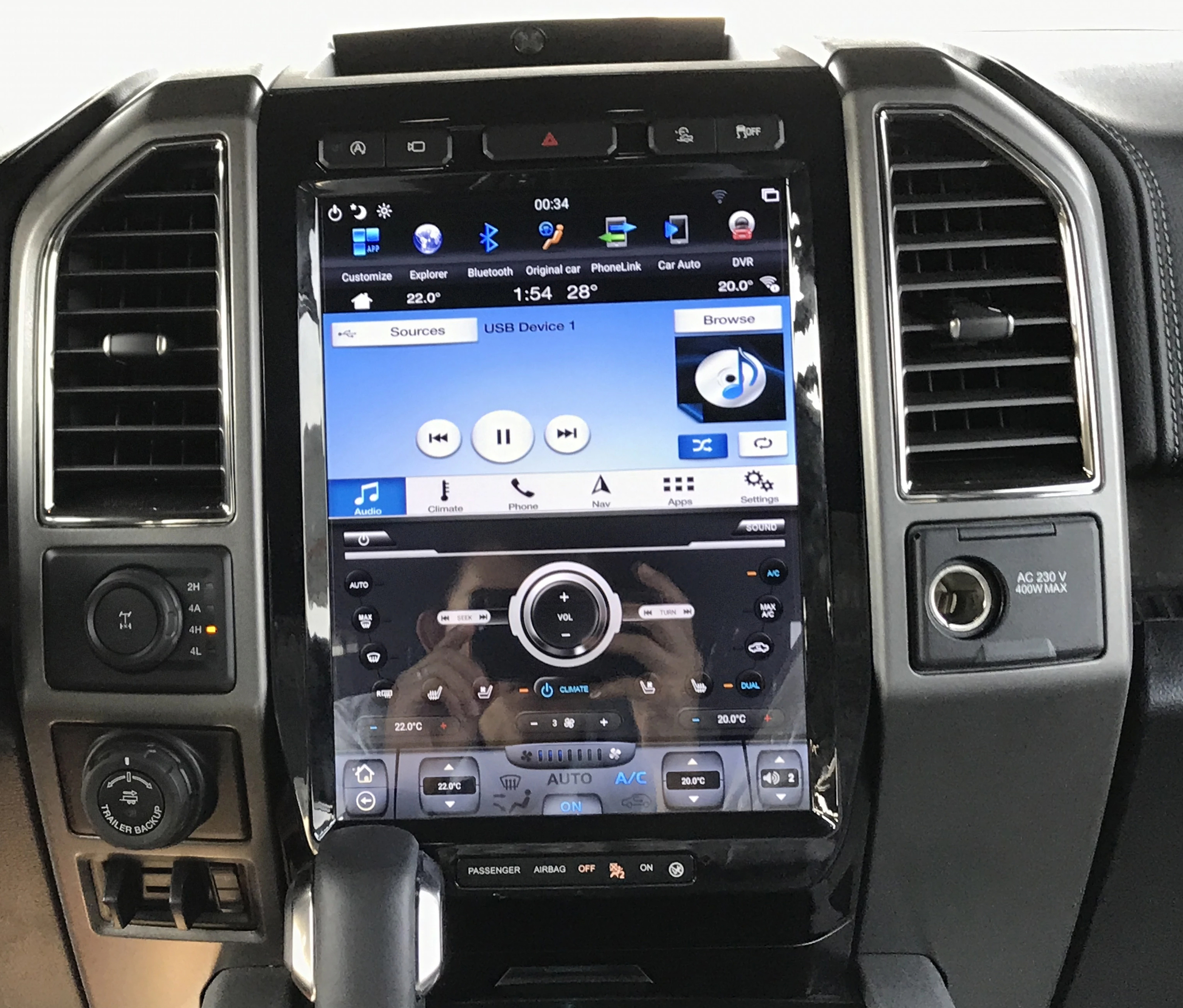 Ecran Tesla Style GPS Android 11.0 et Apple Carplay Ford F150 de 2015 à 2019
