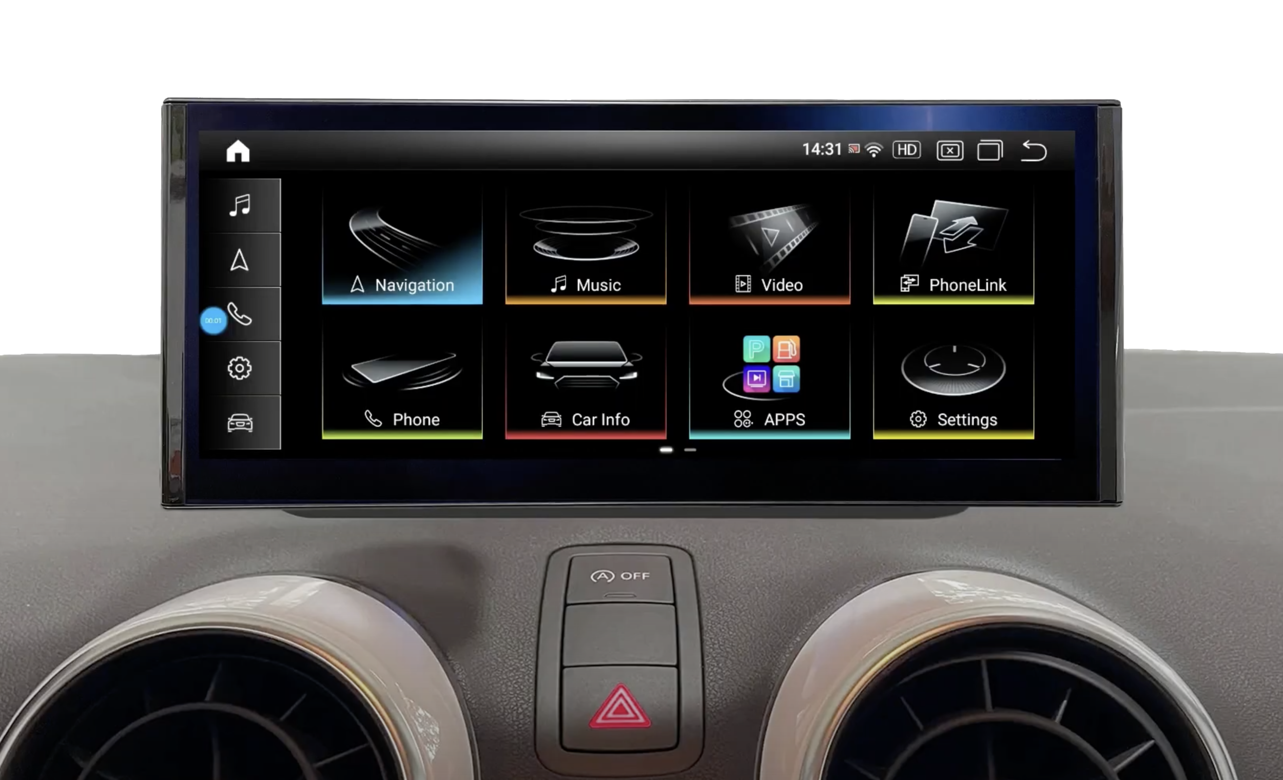 Ecran tactile 31 cm 1920x720 Android 13.0 et Apple Carplay Bluetooth Audi A1 de 2012 à 2018