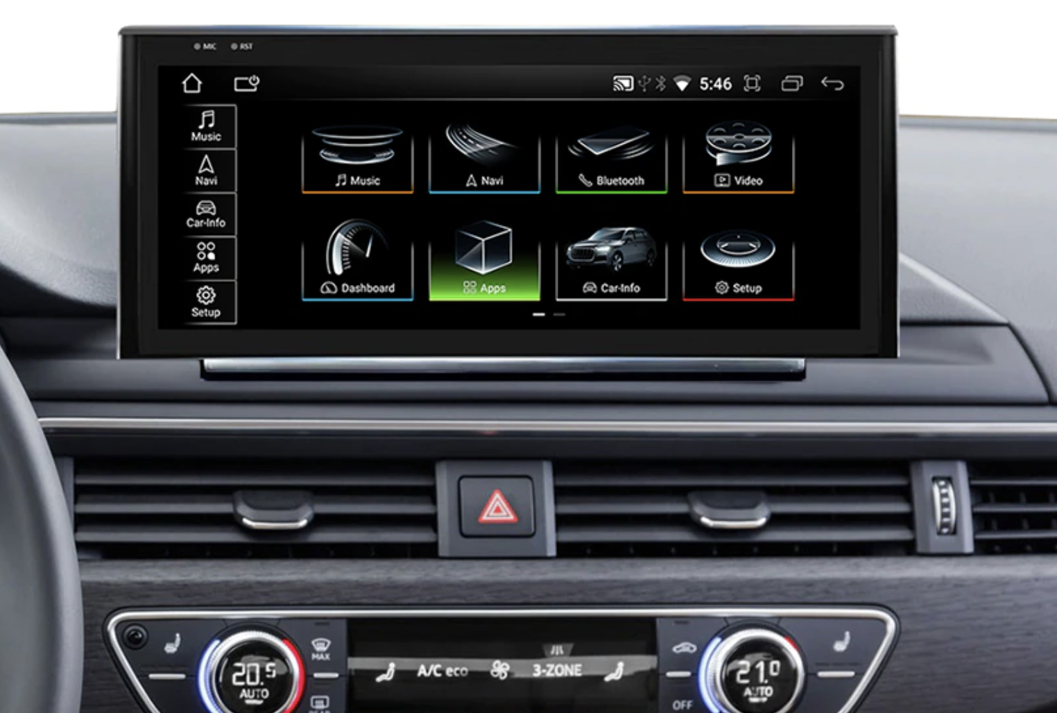 Ecran tactile 1920x720 Android Auto et Apple Carplay Bluetooth Audi A4 et Audi A5 de 2016 à 2020