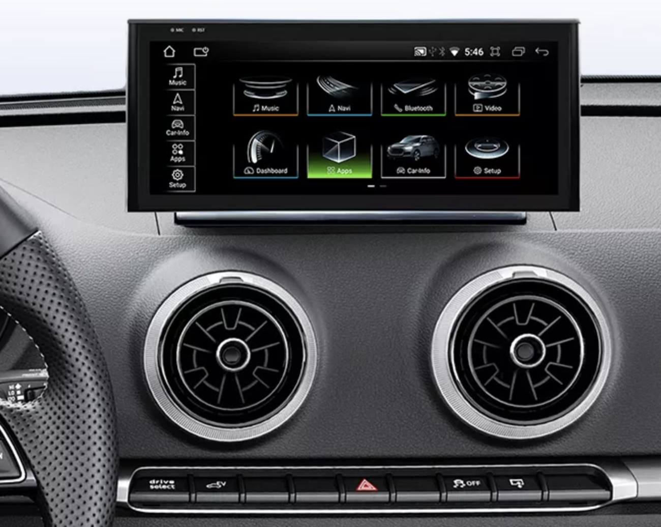 Ecran tactile 31 cm Android 13.0 et Apple Carplay sans fil Audi A3/S3/RS3 de 2013 à 2018