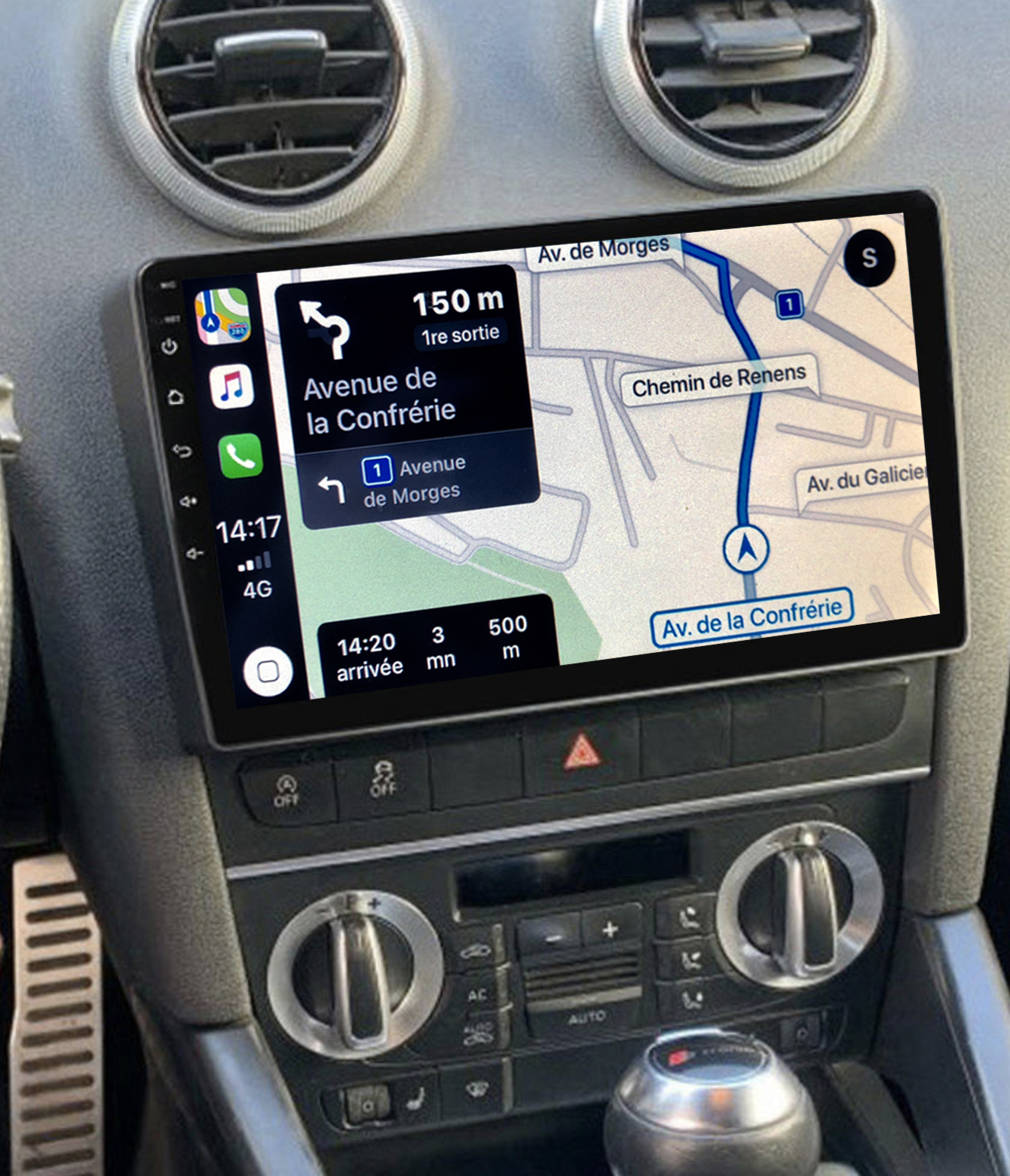 Ecran tactile QLED GPS Apple Carplay et Android Auto sans fil Audi A3 de 2003 à 2012