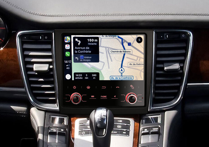 Tablette tactile 1024*768px Android 11.0 avec Apple Carplay sans fil Porsche Panamera de 2009 à 2016