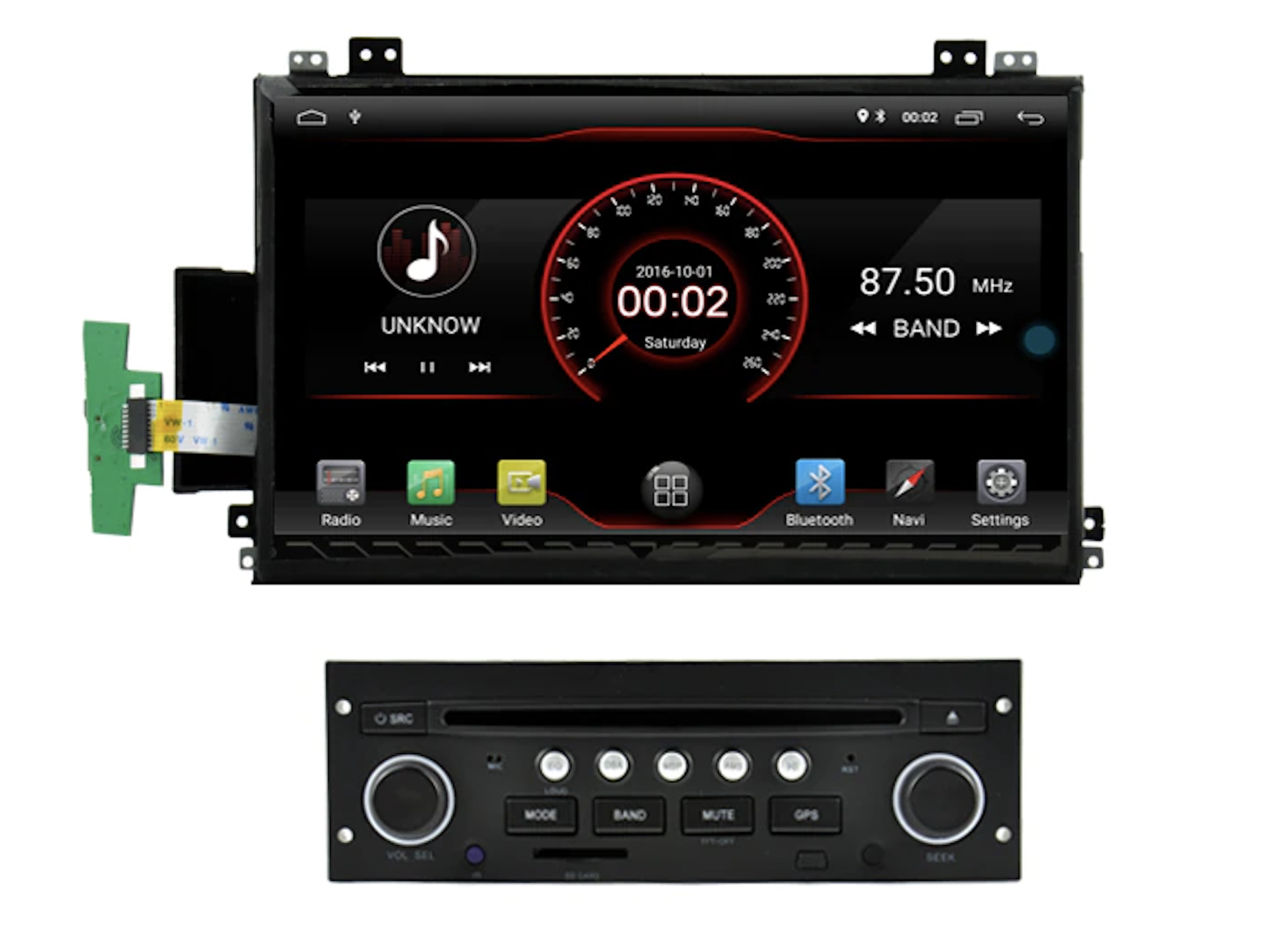 Ecran tactile GPS Apple Carplay et Android Auto sans fil Citroën C5 de 2008 à 2017