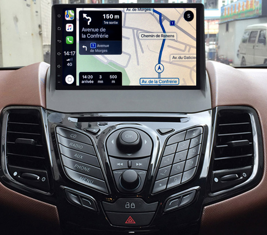 Ecran tactile QLED GPS Apple Carplay et Android Auto sans fil Ford Fiesta de 2008 à 2017