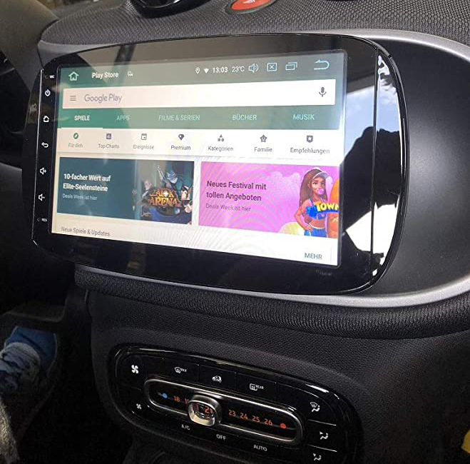 Ecran tactile QLED GPS Apple Carplay et Android Auto sans fil Smart Fortwo de 2015 à 2019