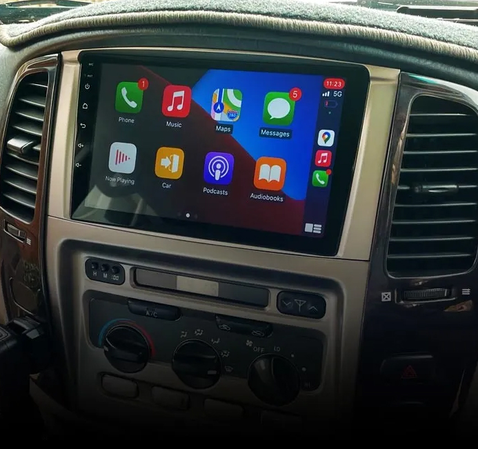 Ecran tactile QLED GPS Apple Carplay et Android Auto sans fil Toyota Land Cruiser 100 de 2003 à 2007
