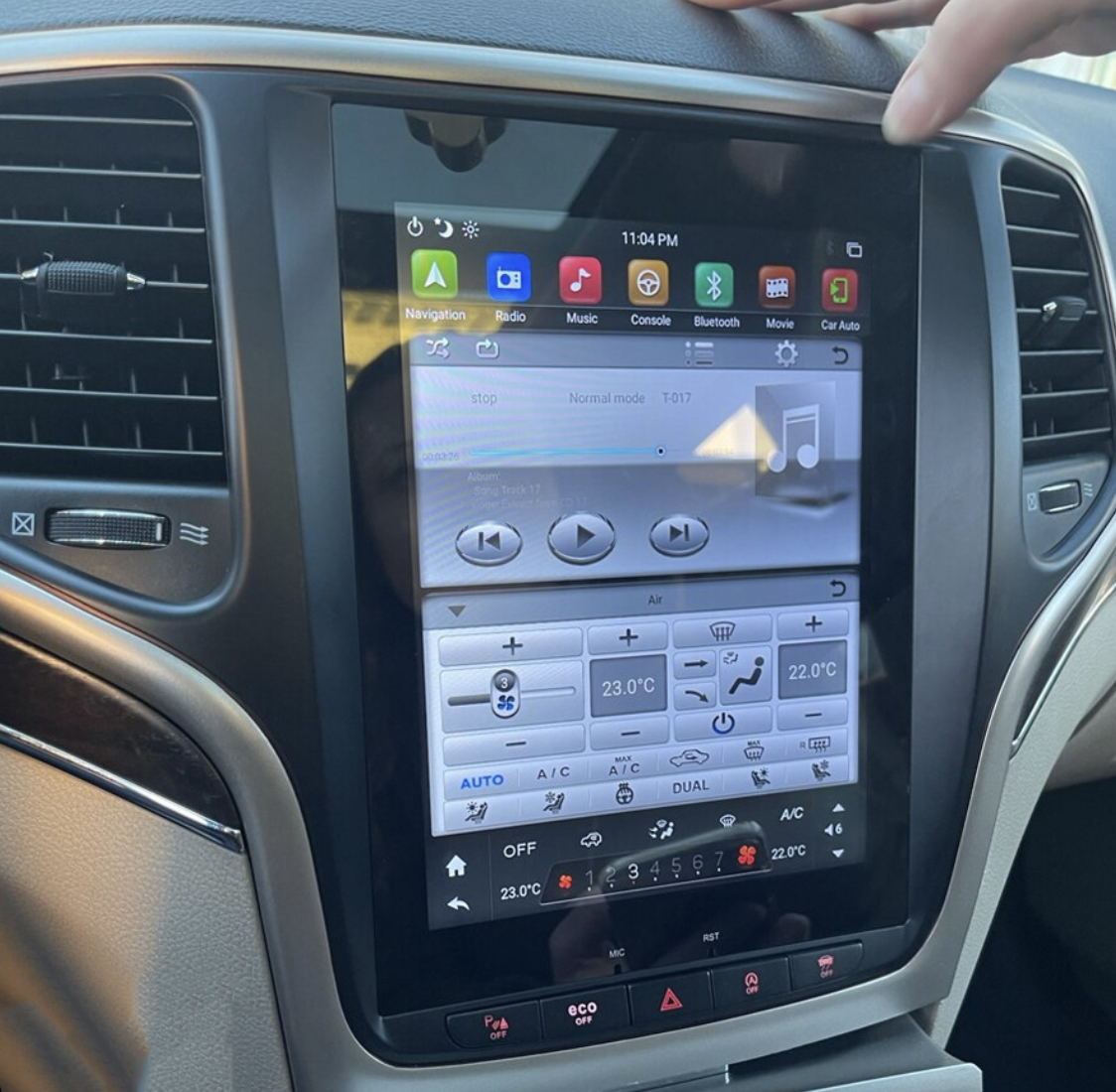 Tablette tactile 27 cm GPS Android 11.0 et Apple Carplay Jeep Grand Cherokee de 2014 à 2020