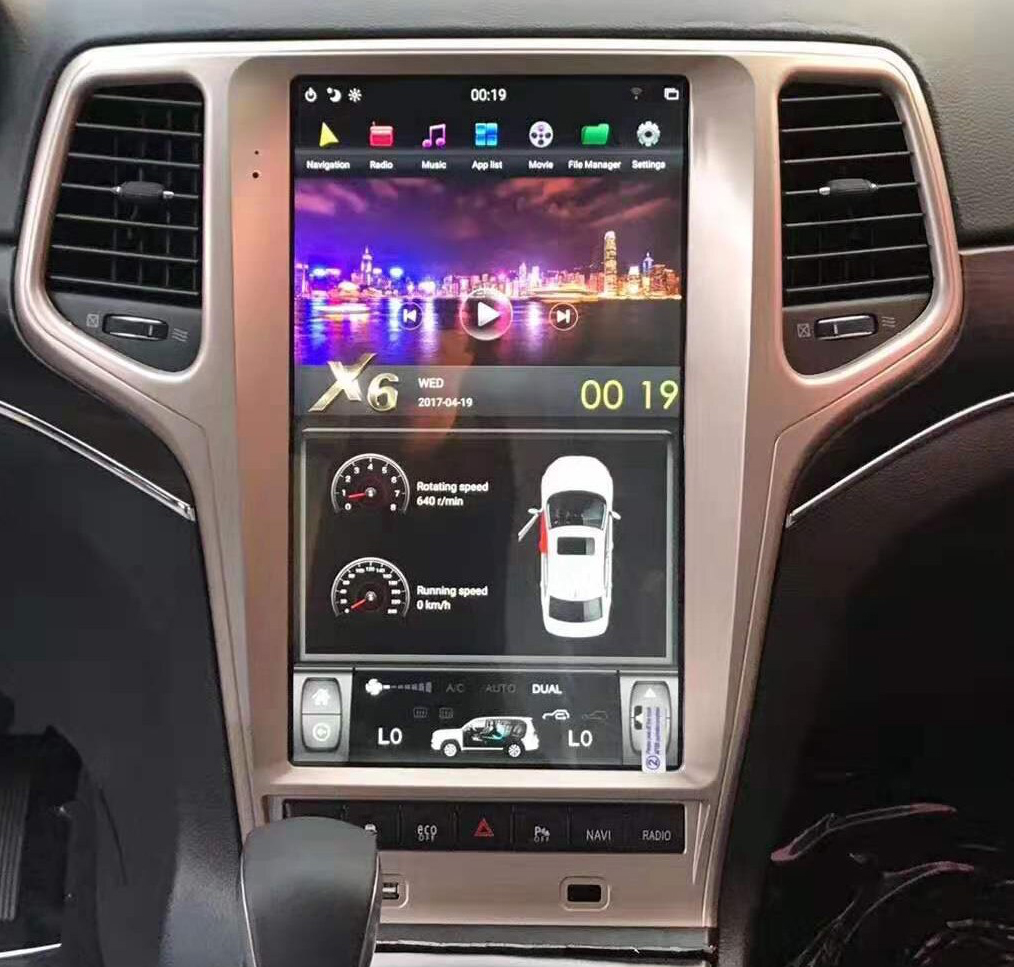 Tablette tactile 34 cm GPS Android 11.0 et Apple Carplay Jeep Grand Cherokee de 2011 à 2013