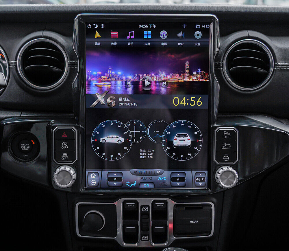 Tablette tactile 34 cm GPS Android 11.0 et Apple Carplay Jeep Wrangler de 2018 à 2021