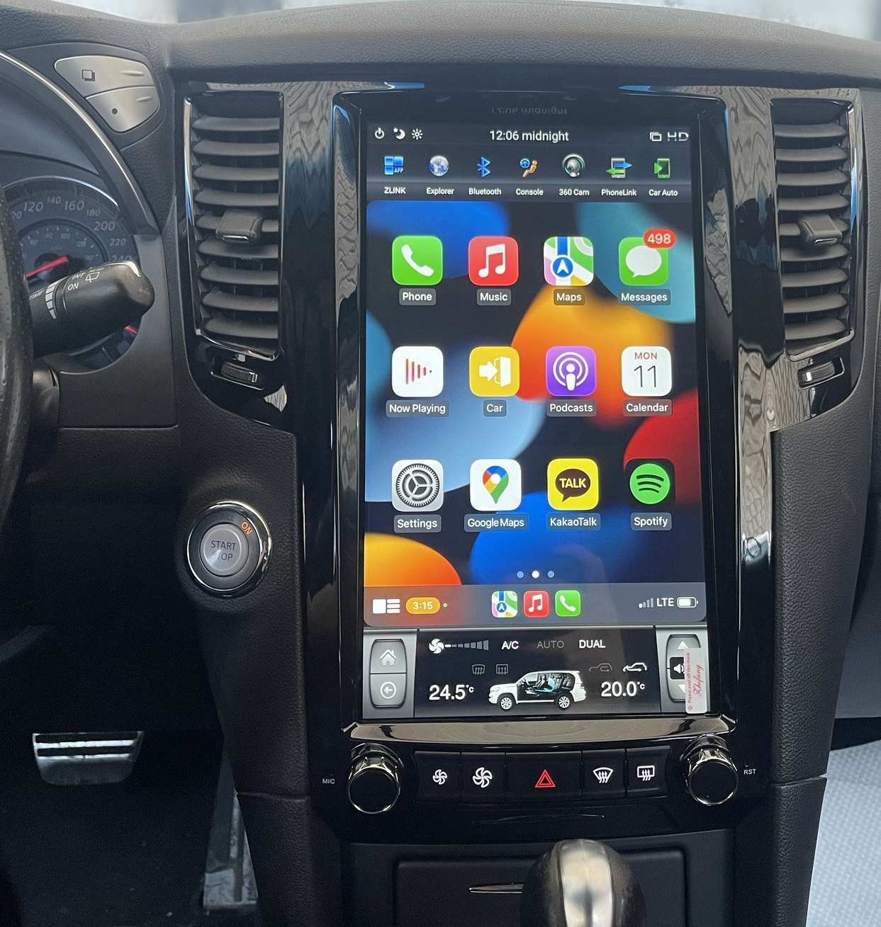 Tablette tactile 34 cm GPS Android 11.0 et Apple Carplay Infiniti FX35/FX37 de 2009 à 2013