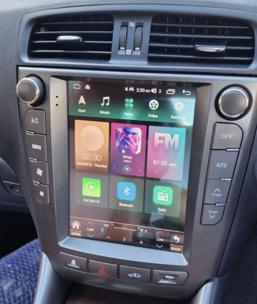 Tablette tactile 25 cm GPS Android 11.0 et Apple Carplay Lexus IS200 IS250 IS300 IS350 de 2006 à 2012
