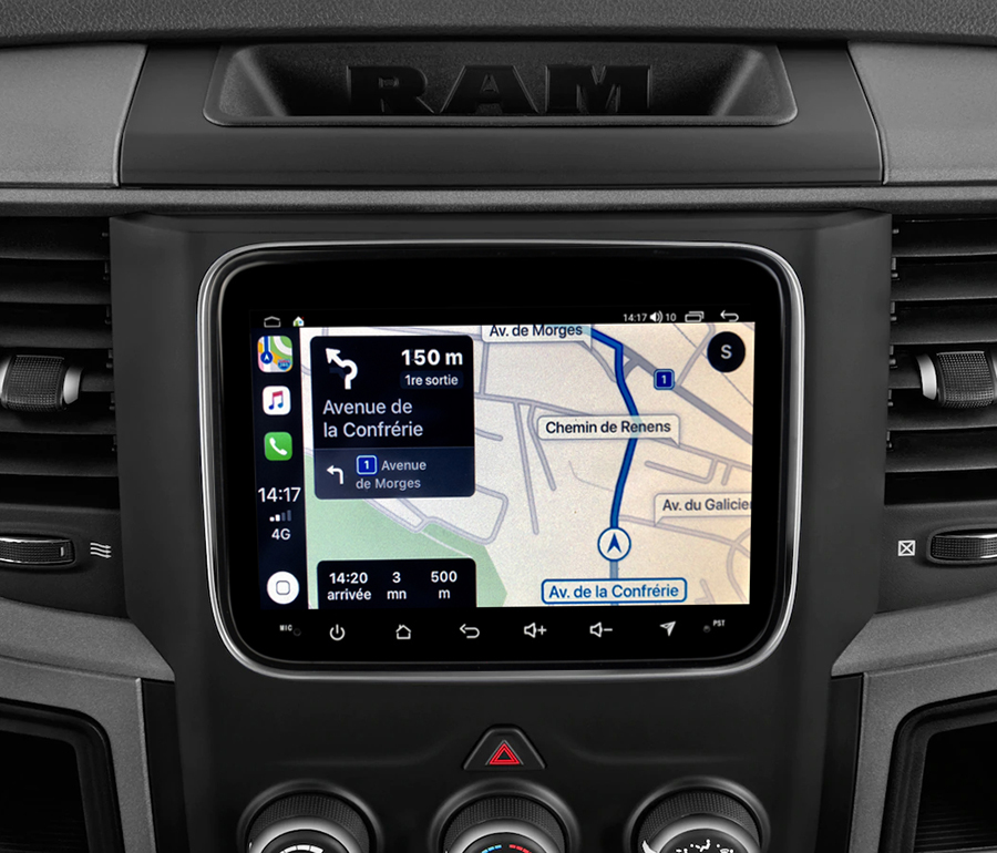 Autoradio tactile GPS Android 12.0 et Apple Carplay Dodge RAM de 2014 à 2018
