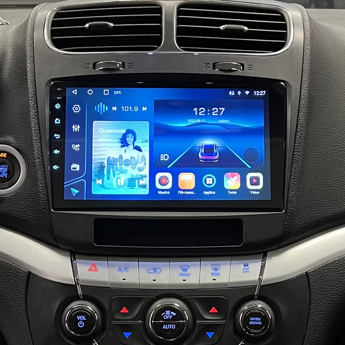 Ecran tactile QLED GPS Apple Carplay et Android Auto sans fil Dodge Journey de 2011 à 2020