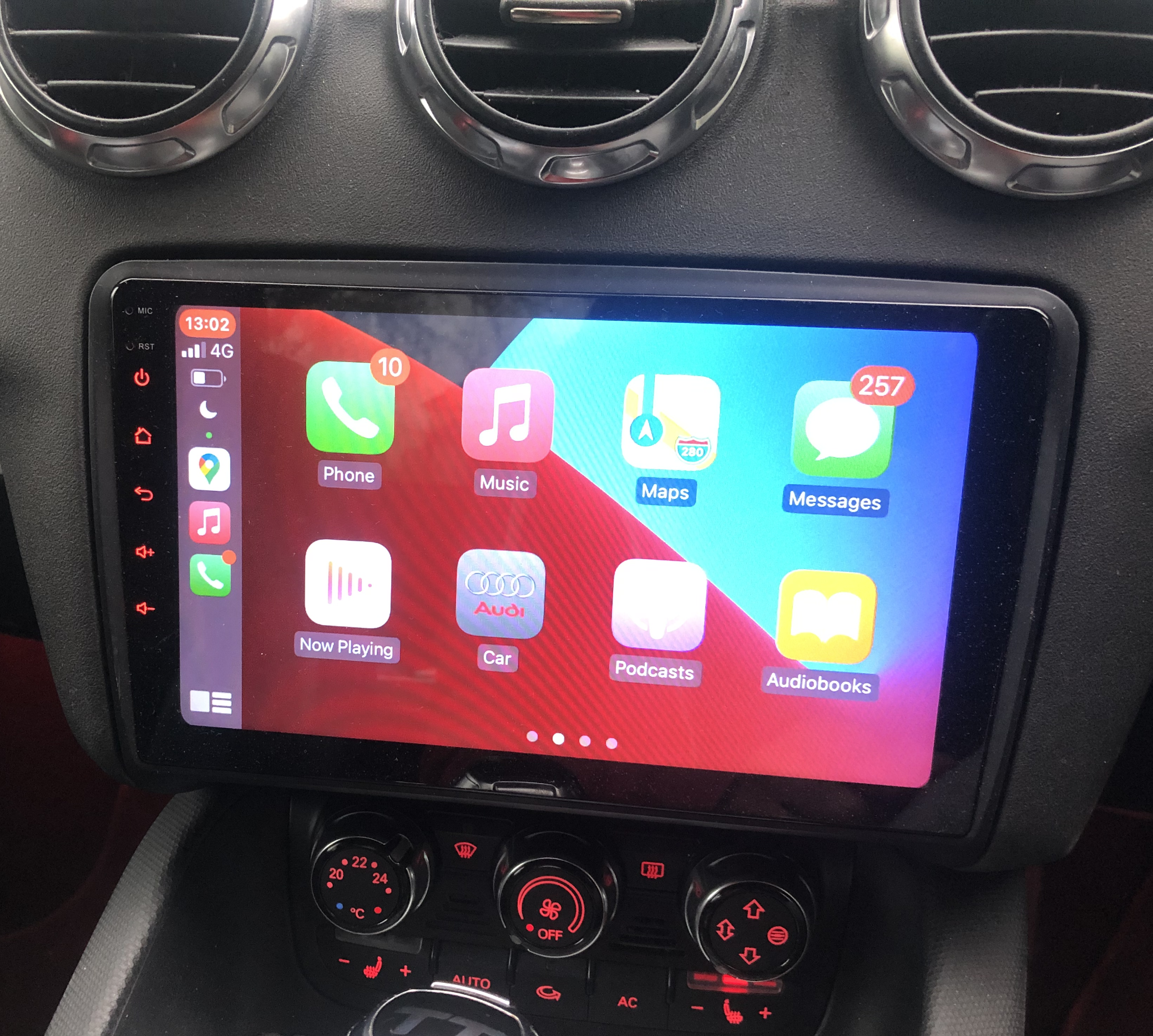 Ecran tactile QLED GPS Apple Carplay et Android Auto sans fil Audi TT de 2006 à 2014