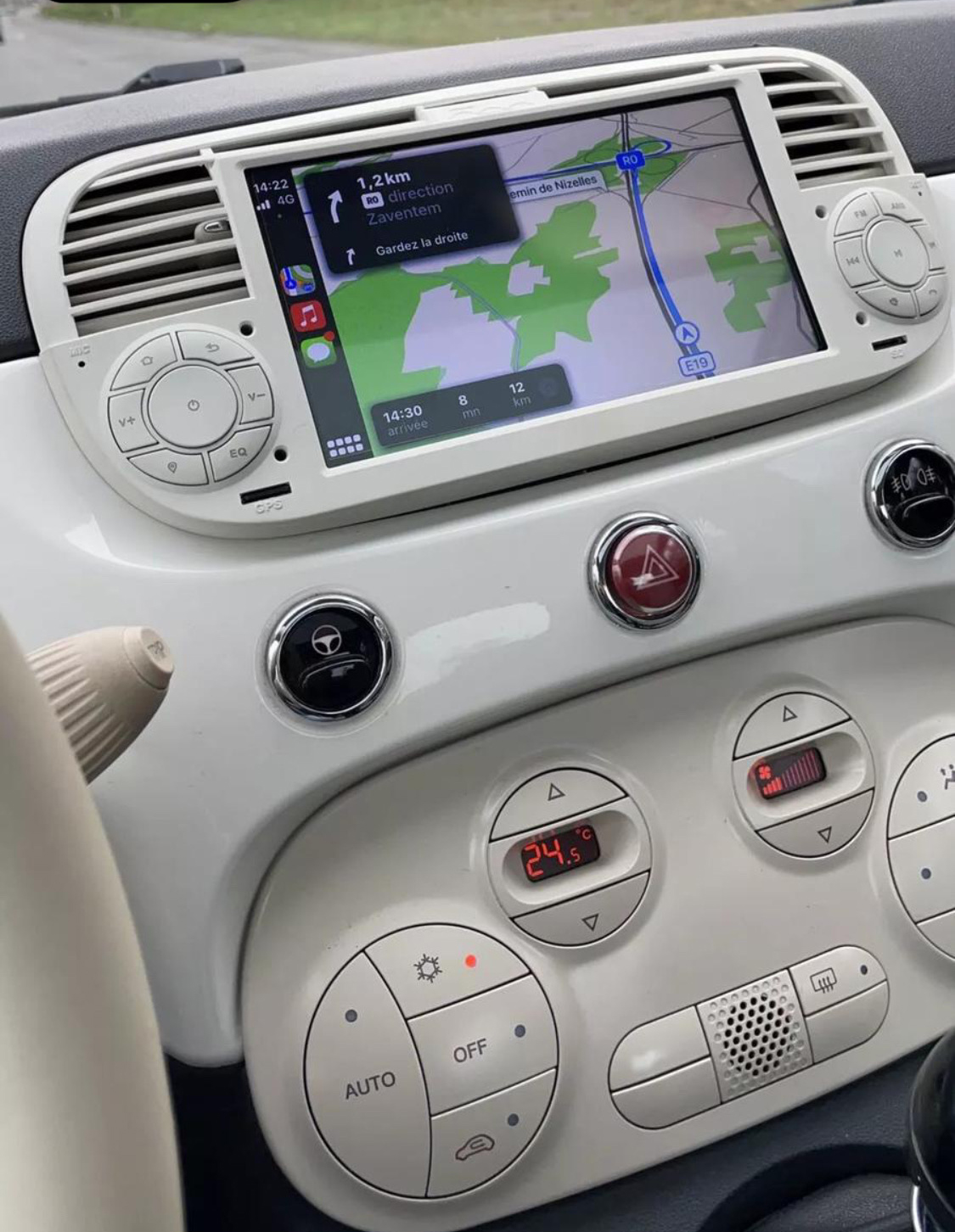 Autoradio tactile GPS Android 12.0 et Apple Carplay sans fil Bluetooth Fiat 500 de 2007 à 2015