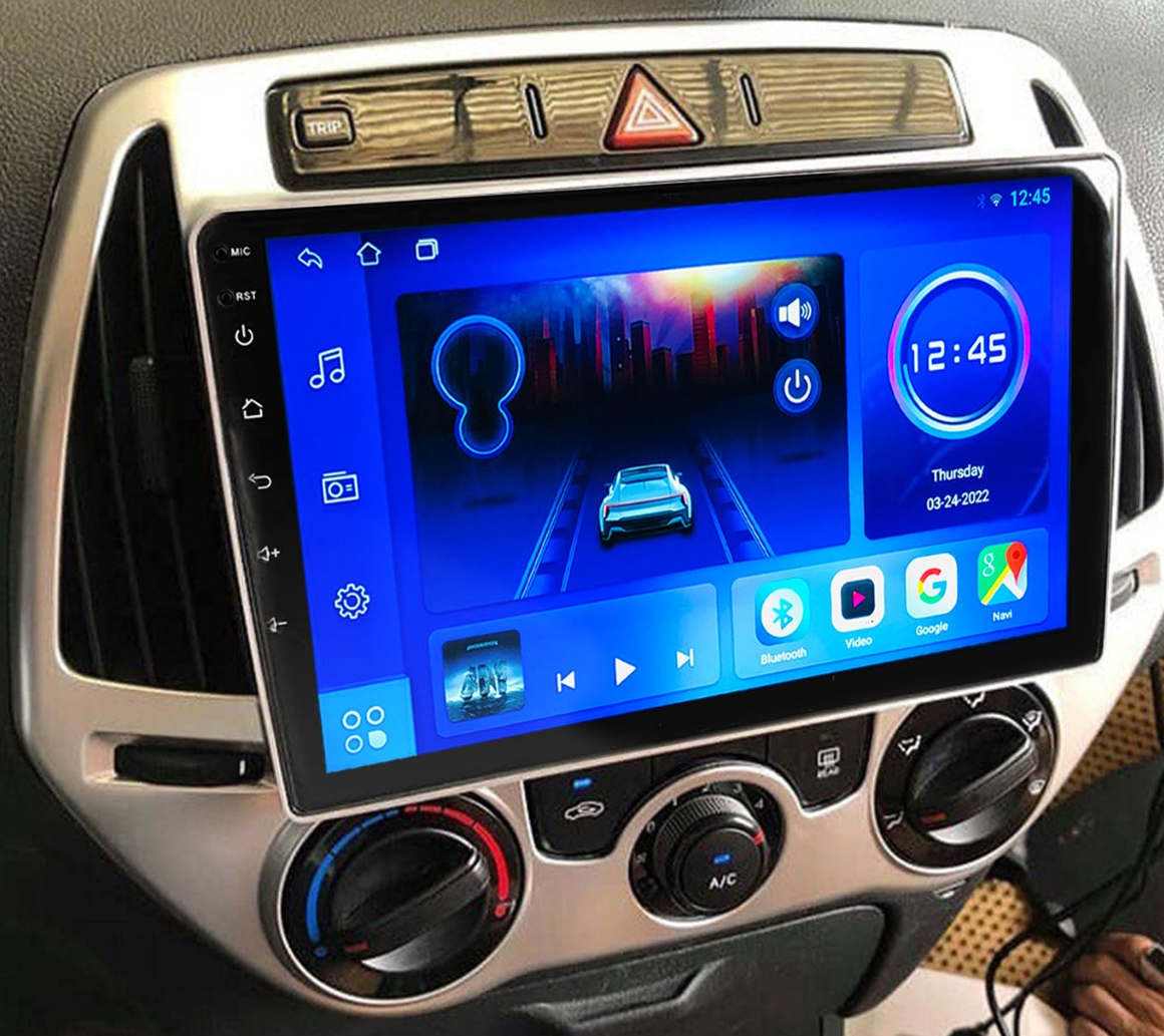 Ecran tactile QLED GPS Apple Carplay et Android Auto sans fil Hyundai i20 de 2012 à 2014