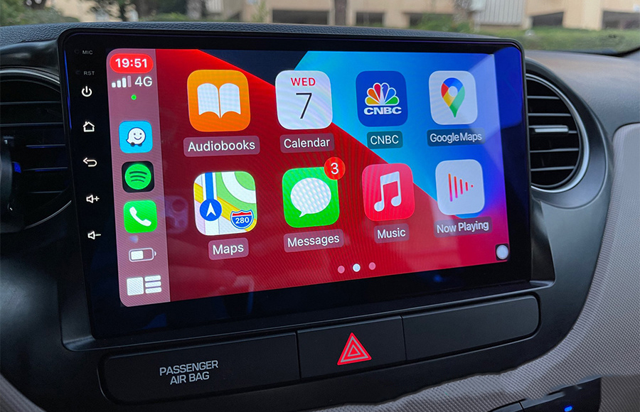 Ecran tactile QLED GPS Apple Carplay et Android Auto sans fil Hyundai i10 de 2014 à 2019