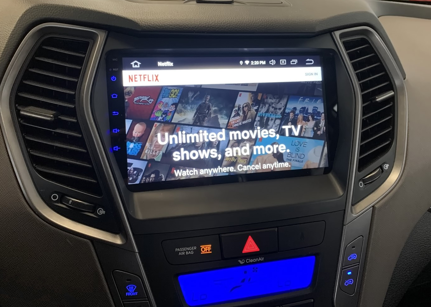 Ecran tactile QLED GPS Apple Carplay et Android Auto sans fil Hyundai Santa Fe de 2013 à 2018