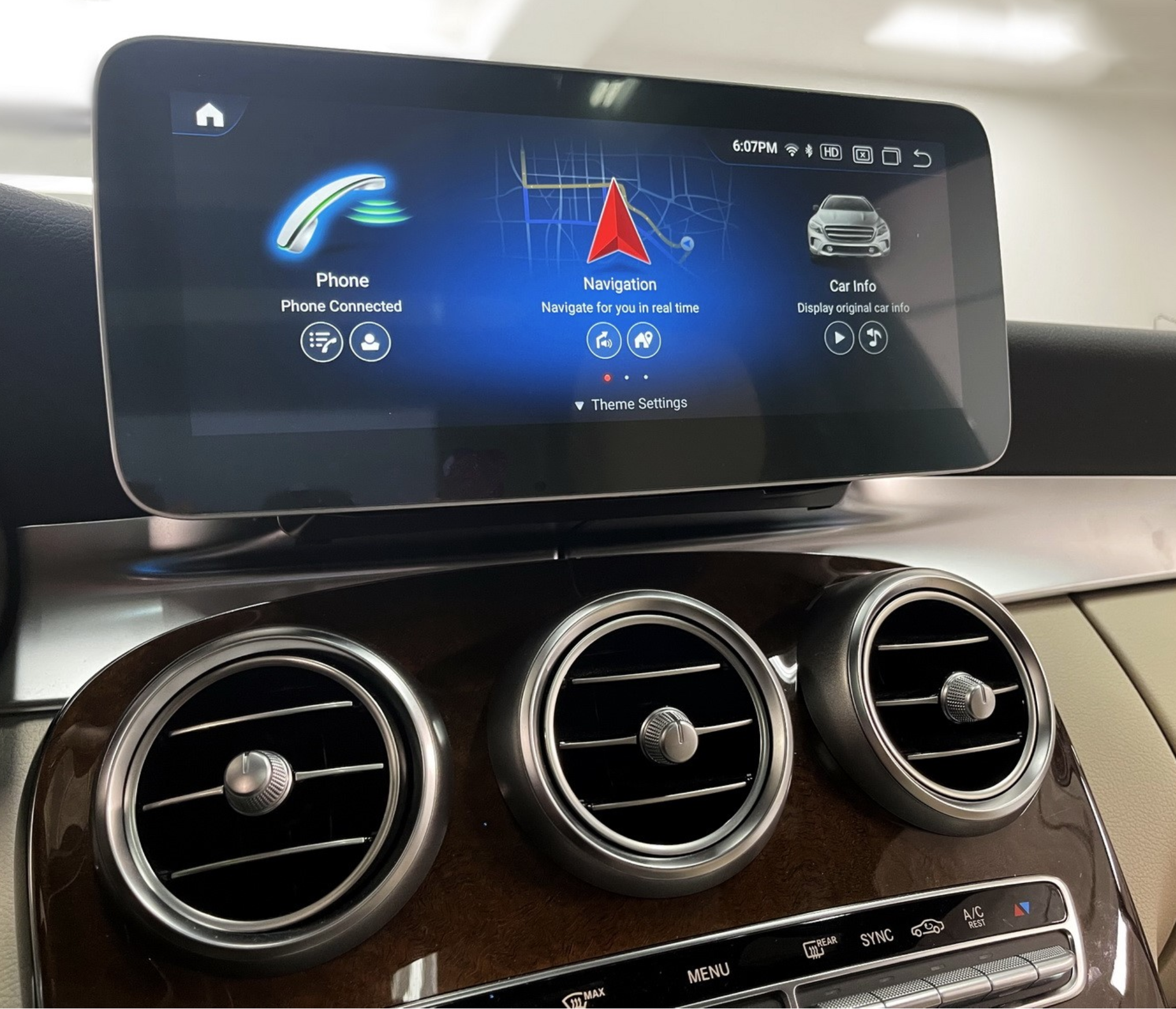 Autoradio tactile Android 12.0 et Apple Carplay sans fil Mercedes Classe C et GLC de 2015 à 2018