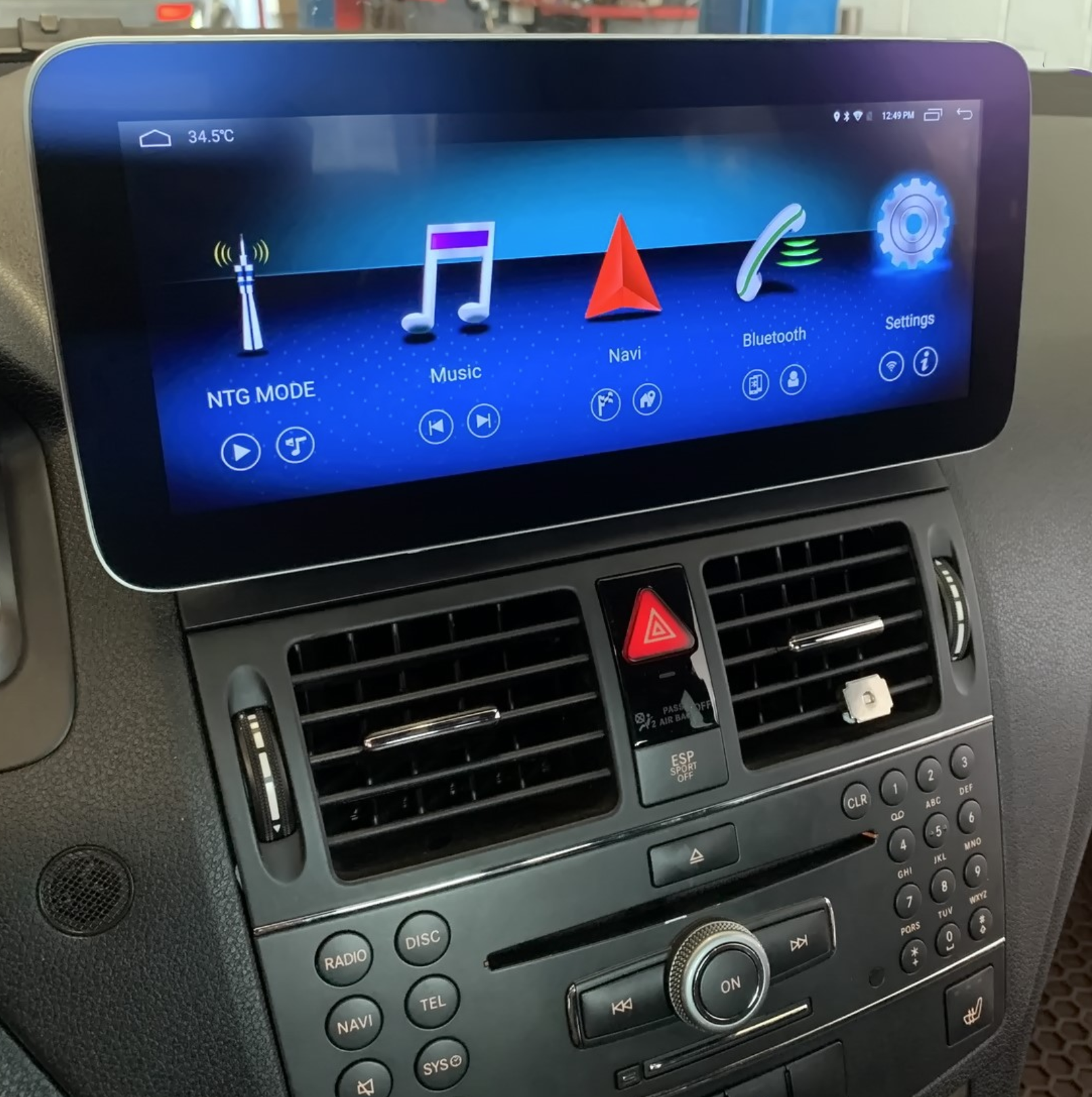 Autoradio tactile Android 12.0 et Apple Carplay sans fil Mercedes Classe C W204 de 2007 à 2014
