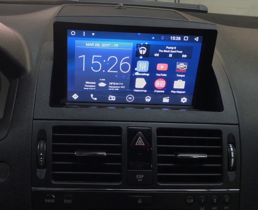 Autoradio tactile GPS Android 12.0 et Apple Carplay Mercedes Classe C W204 de 2007 à 2011