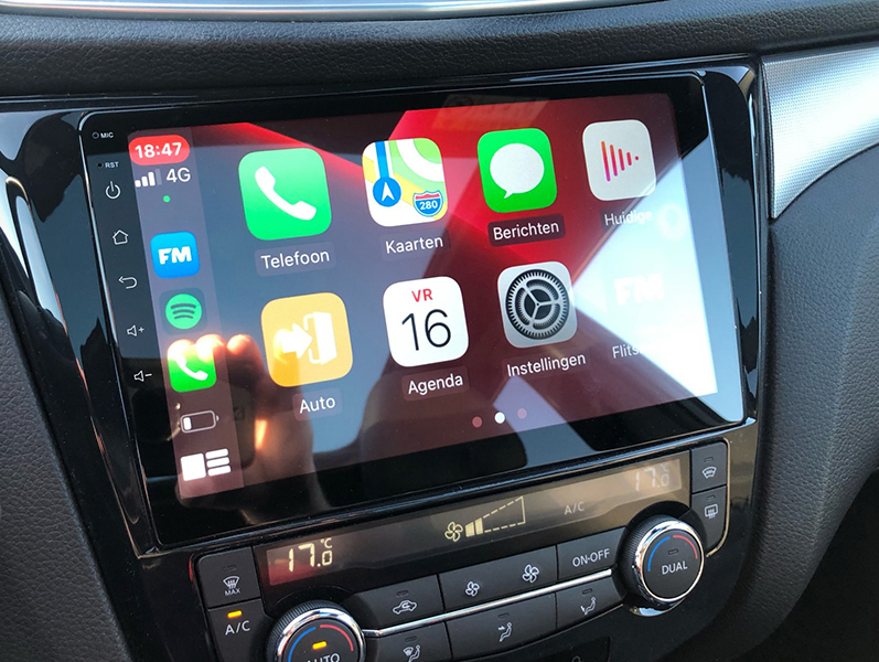 Ecran tactile QLED GPS Apple Carplay et Android Auto sans fil Nissan X-Trail et Qashqai de 2014 à 2020