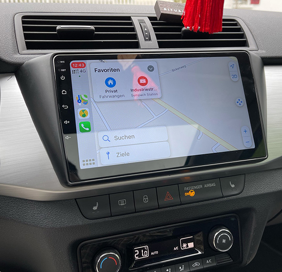 Ecran tactile QLED GPS Apple Carplay et Android Auto sans fil Skoda Fabia de 2015 à 2019