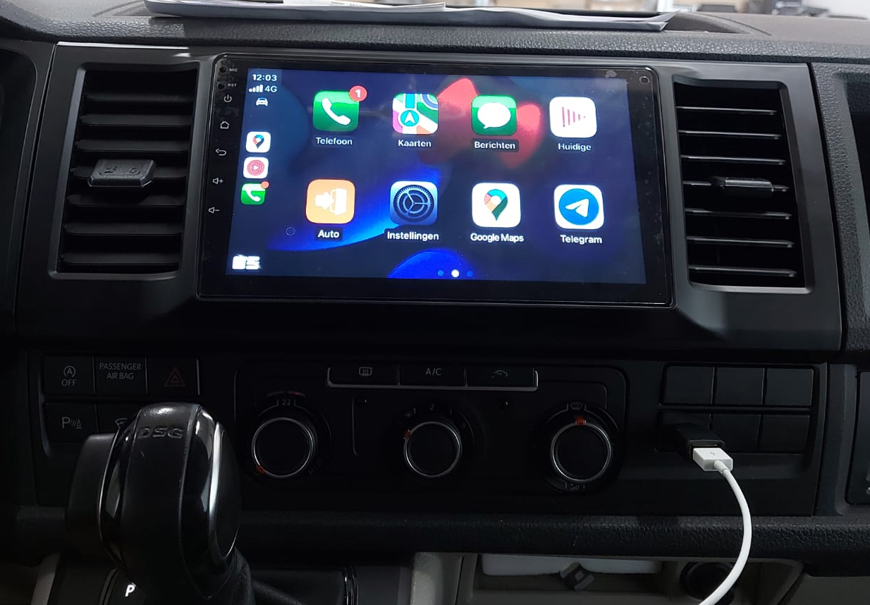 Ecran tactile QLED GPS Apple Carplay et Android Auto sans fil Volkswagen Transporter T6 et Multivan de 2015 à 2020