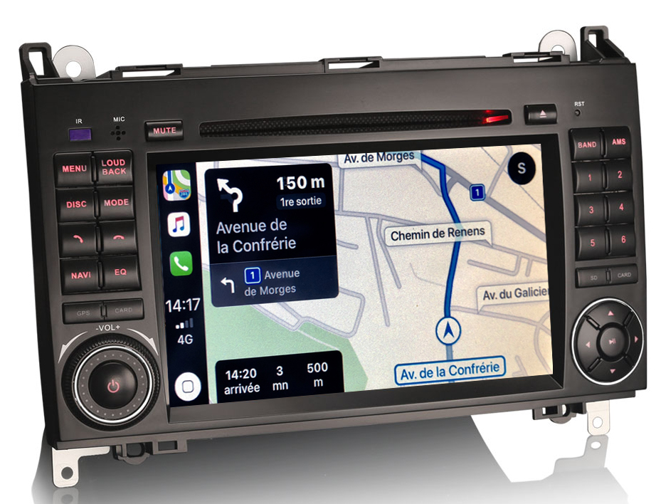 Autoradio tactile GPS DVD et Apple Carplay Mercedes Benz Classe A, Classe B, Vito et Viano