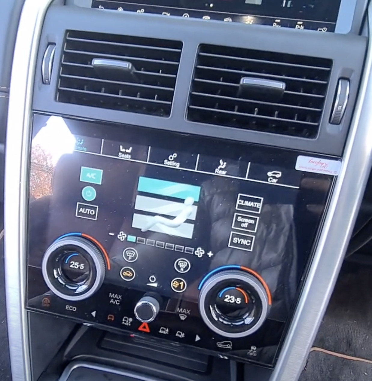 Panneau de controle climatisation en 3D avec écran tactile Land Rover Discovery Sport L550 de 2015 à 2019
