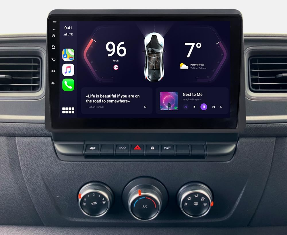 Ecran tactile QLED GPS Apple Carplay et Android Auto sans fil Renault Master de 2019 à 2023
