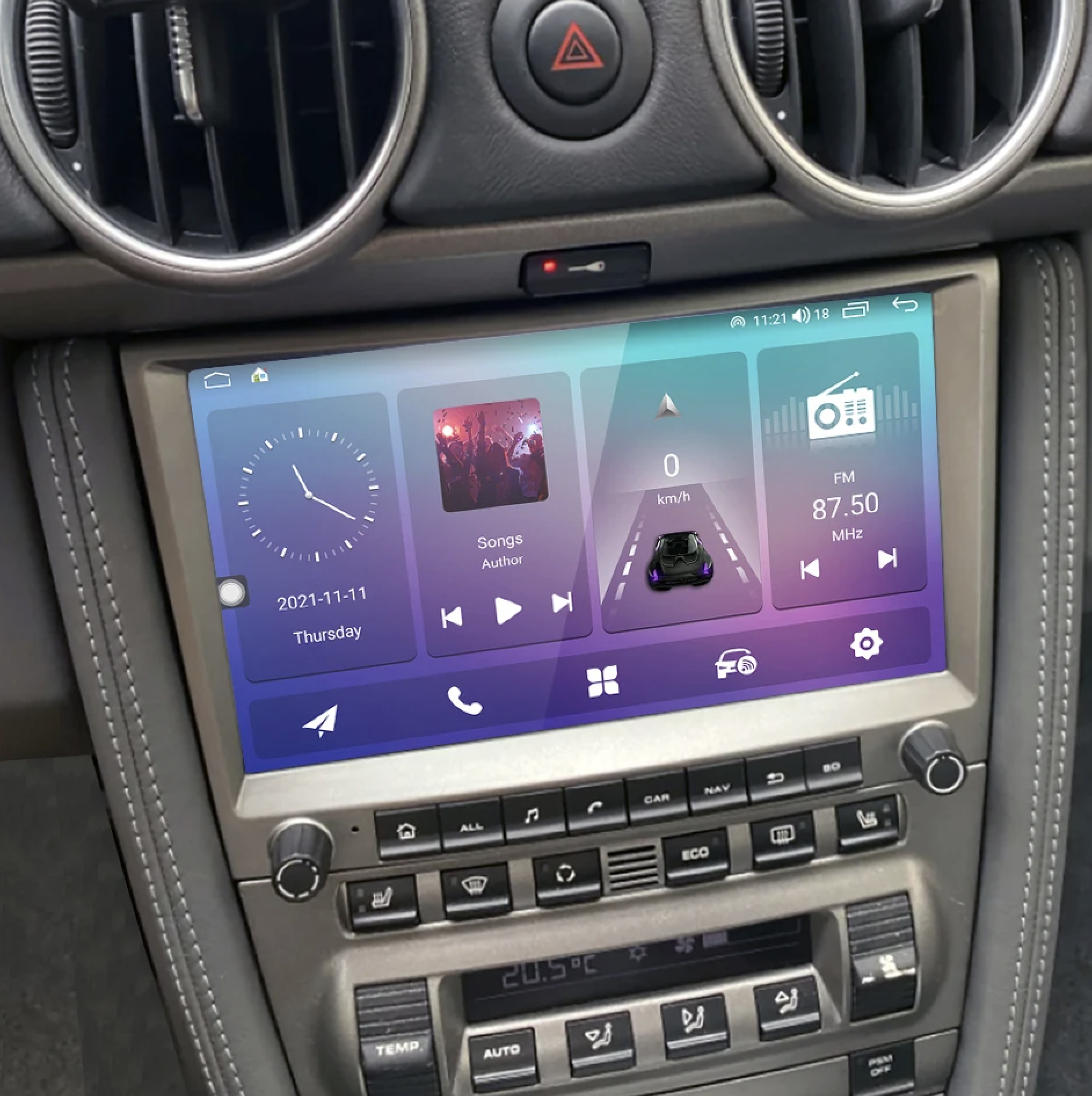 Autoradio tactile GPS Android 12.0 avec Apple Carplay sans fil Porsche 911 997, Boxster et Cayman de 2005 à 2012