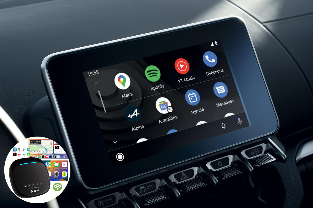 Boîtier de conversion CarPlay USB en CarPlay et Android Auto Sans Fil / Netflix / Youtube / Amazon Prime pour Alpine A110 depuis 2021