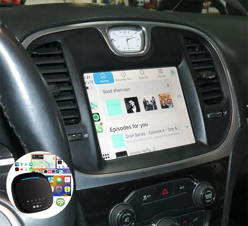 Boîtier de conversion CarPlay USB en CarPlay et Android Auto Sans Fil / Netflix / Youtube / Amazon Prime pour Chrysler 300, Pacifica et Voyager