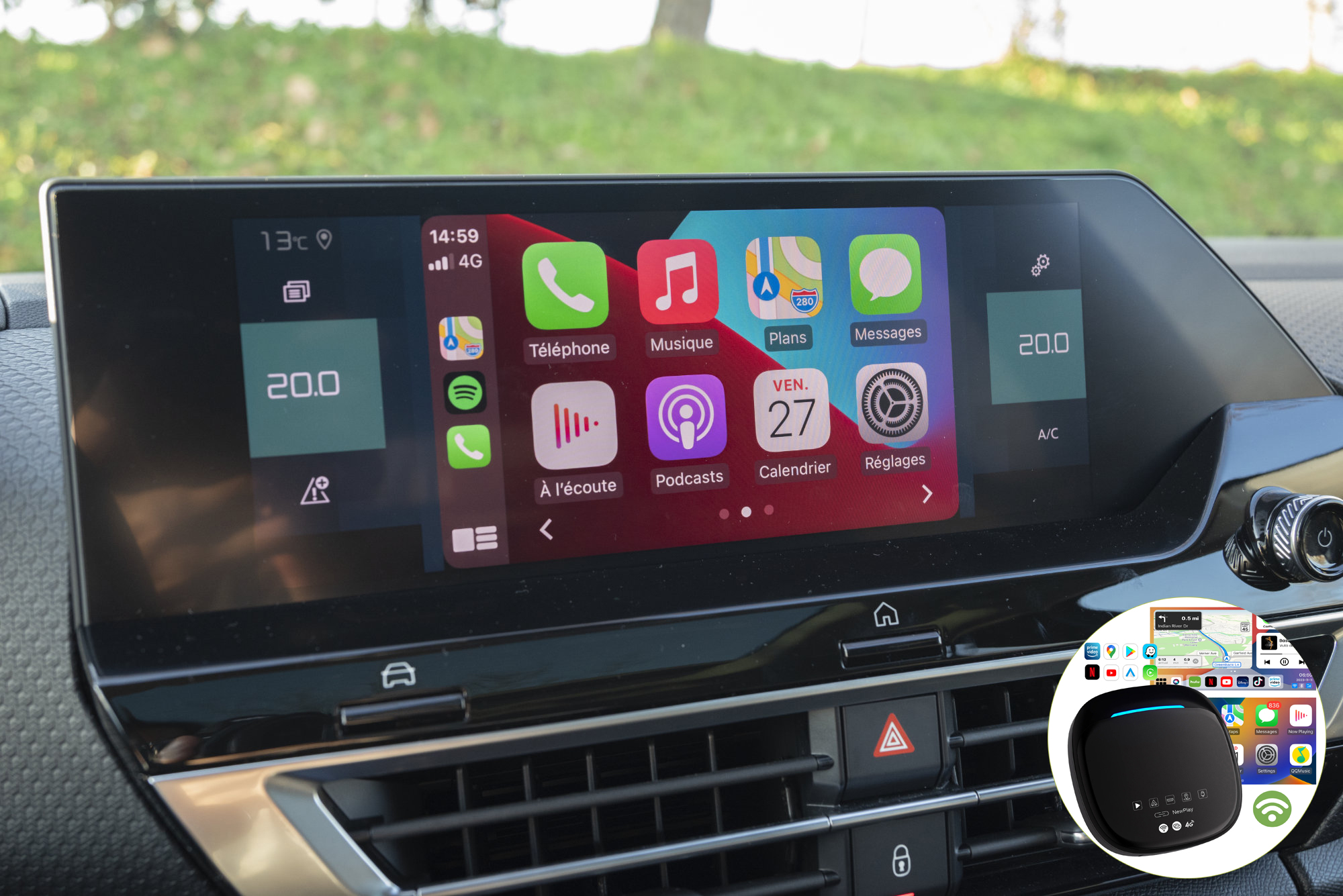 Boîtier de conversion CarPlay USB en CarPlay et Android Auto Sans Fil / Netflix / Youtube / Amazon Prime pour Citroën Berlingo, C3, C4, C5, C-Éliysée, Jumper et Spacetourer