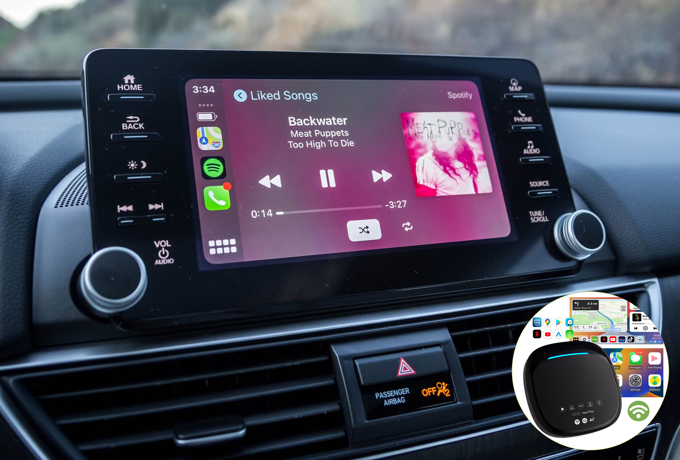 Boîtier de conversion CarPlay USB en CarPlay et Android Auto Sans Fil / Netflix / Youtube / Amazon Prime pour Honda Accord, Civic, CR-V, Odyssey, Jazz, HR-V et Insight