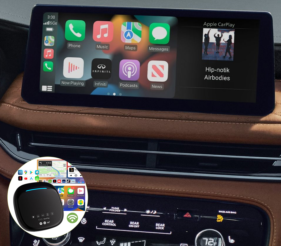 Boîtier de conversion CarPlay USB en CarPlay et Android Auto Sans Fil / Netflix / Youtube / Amazon Prime pour Infiniti Q50, Q60, QX50 et QX60