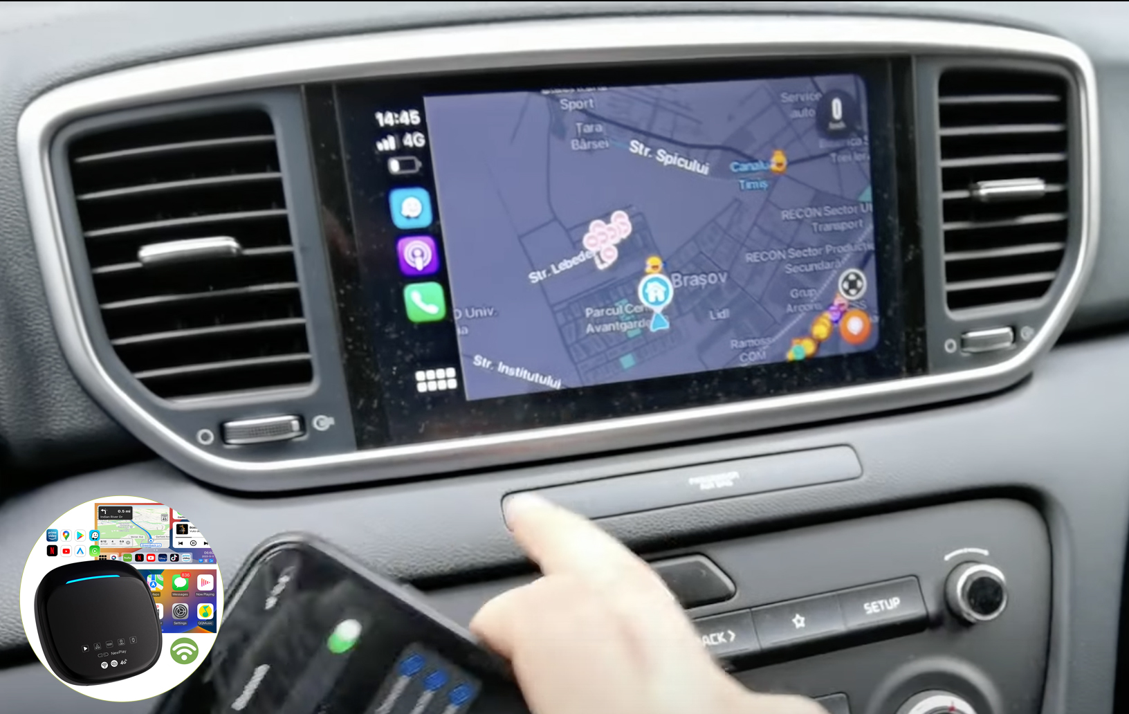 Boîtier de conversion CarPlay USB en CarPlay et Android Auto Sans Fil / Netflix / Youtube / Amazon Prime pour Kia EV6, EV9, Niro, Optima, Rio Sorento, Soul, Sportage, Stinger