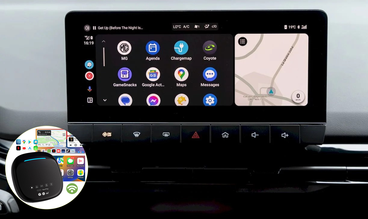 Boîtier de conversion CarPlay USB en CarPlay et Android Auto Sans Fil / Netflix / Youtube / Amazon Prime pour MG MG4, MG5 et MG ZS EV