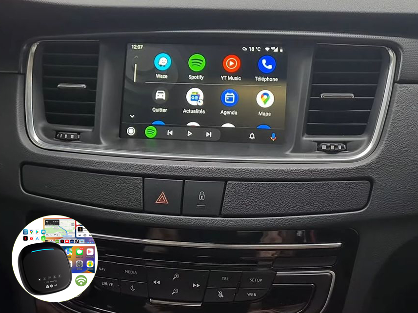 Boîtier de conversion CarPlay USB en CarPlay et Android Auto Sans Fil / Netflix / Youtube / Amazon Prime pour Peugeot 208, 2008, 301, 308, 3008, 508, 5008, Expert, Partner, Rifter, Traveller