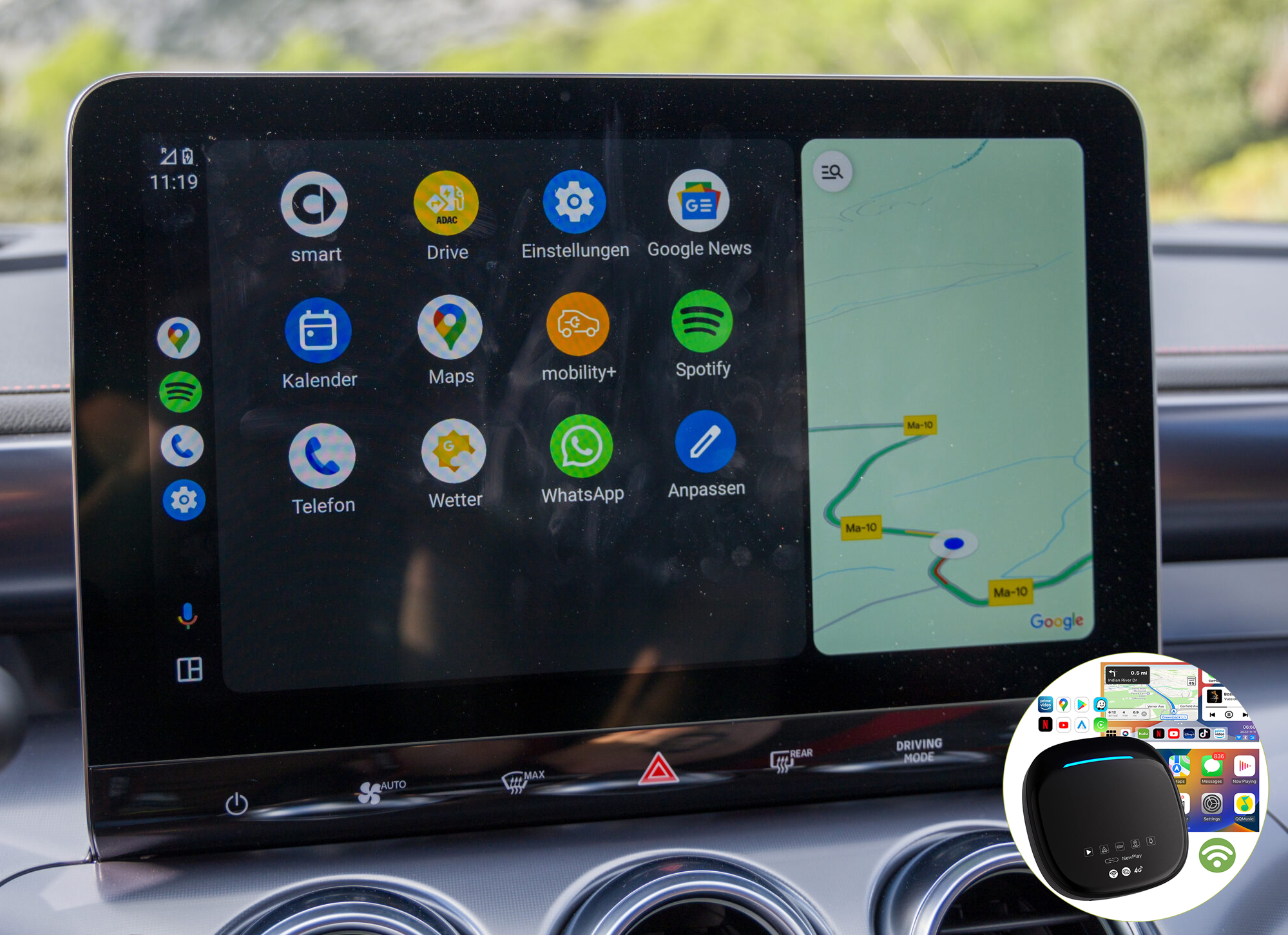 Boîtier de conversion CarPlay USB en CarPlay et Android Auto Sans Fil / Netflix / Youtube / Amazon Prime pour Smart #1 et #3