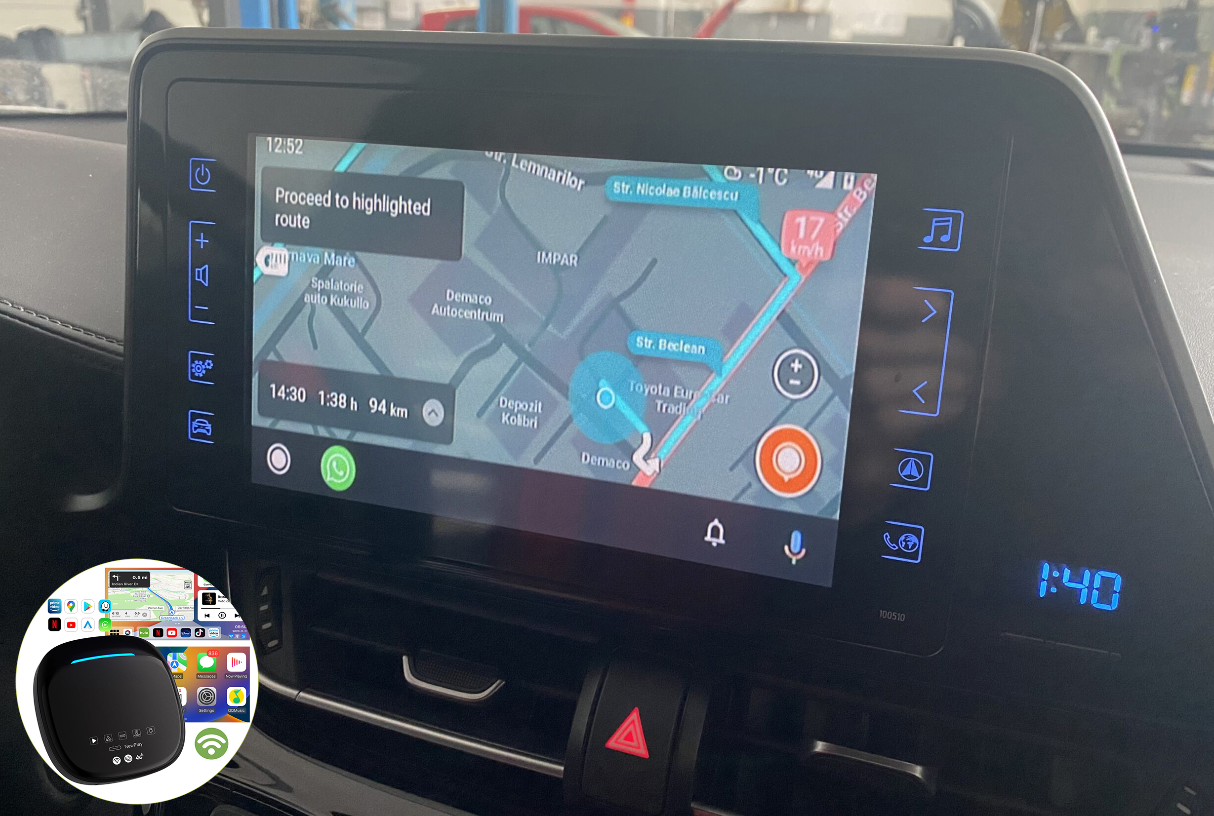 Boîtier de conversion CarPlay USB en CarPlay et Android Auto Sans Fil / Netflix / Youtube / Amazon Prime pour Toyota Auris, Aygo, C-HR, Corolla, GT86, Highlander, Prius, RAV4 et Yaris