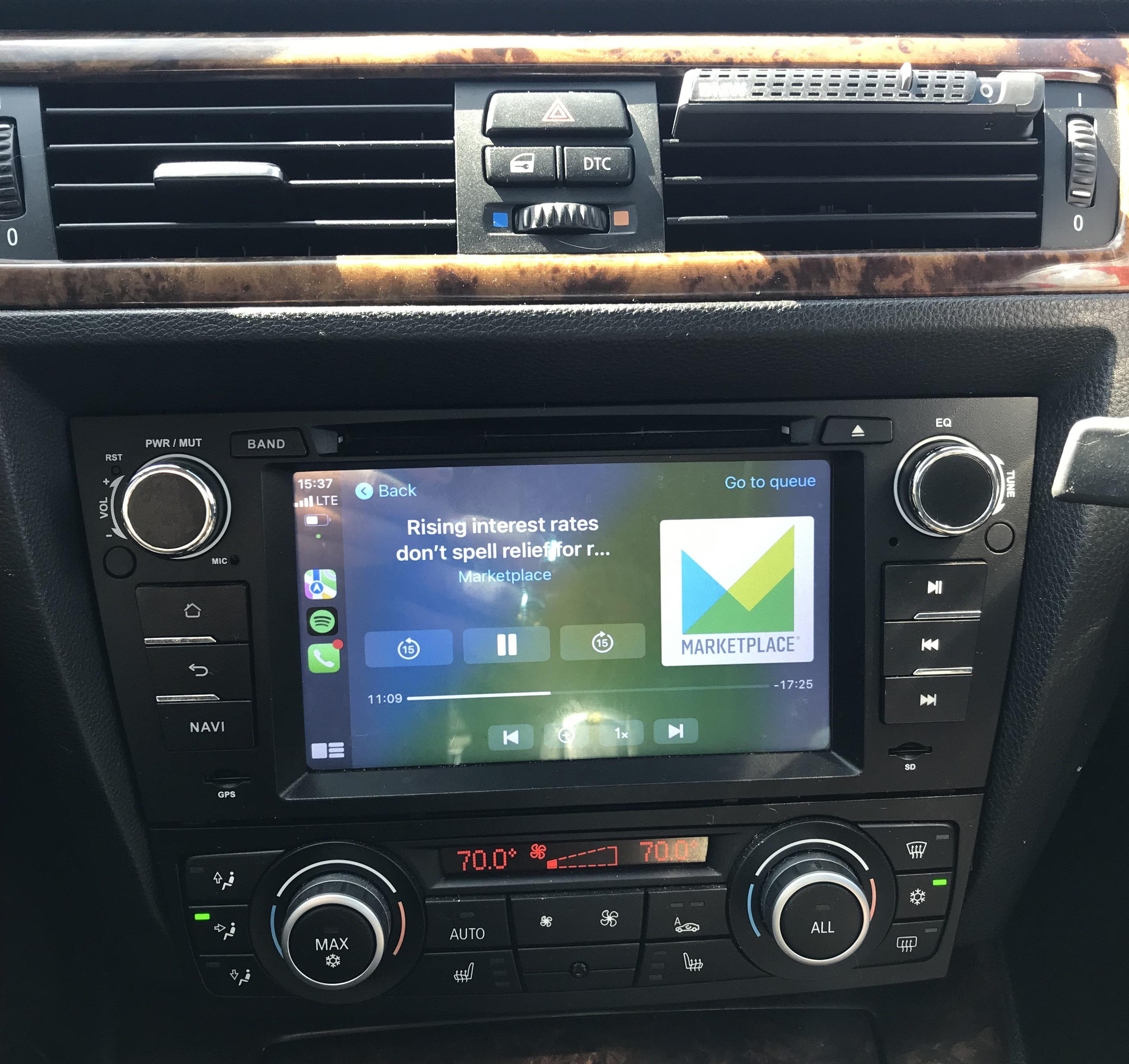 Autoradio tactile GPS Android 13.0 et Apple Carplay sans fil BMW Série 3 de 2005 à 2012