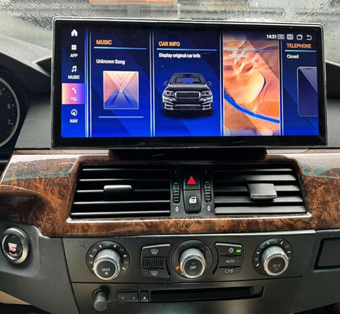 Autoradio écran tactile GPS Android 13.0 et Apple Carplay sans fil BMW Série 5 de 2003 à 2010