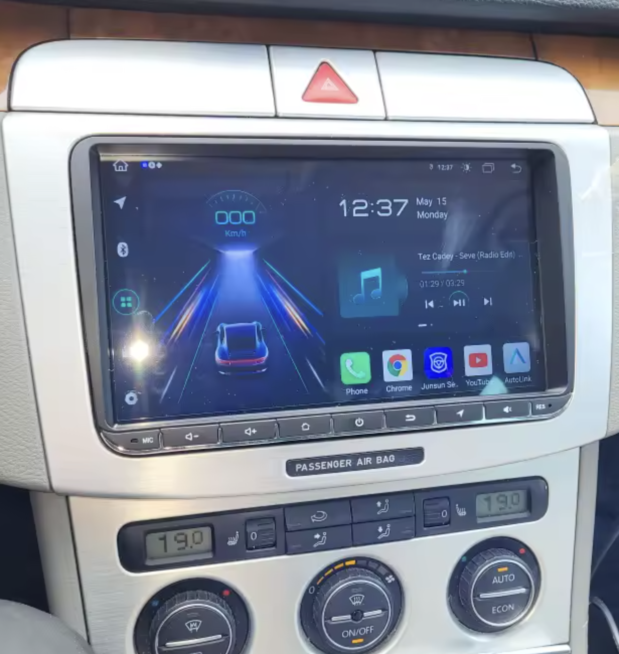 Autoradio tactile GPS Android 14.0 et Apple Carplay sans fil Volkswagen Amarok Coccinelle Sharan Transporter Polo Caddy Eos Golf Scirocco Passat Tiguan et Touran