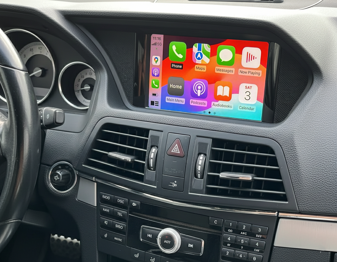 Boîtier CarPlay & Android Auto Sans Fil pour Mercedes Classe E W207 (2009-2012) - Compatible Écran d\'Origine