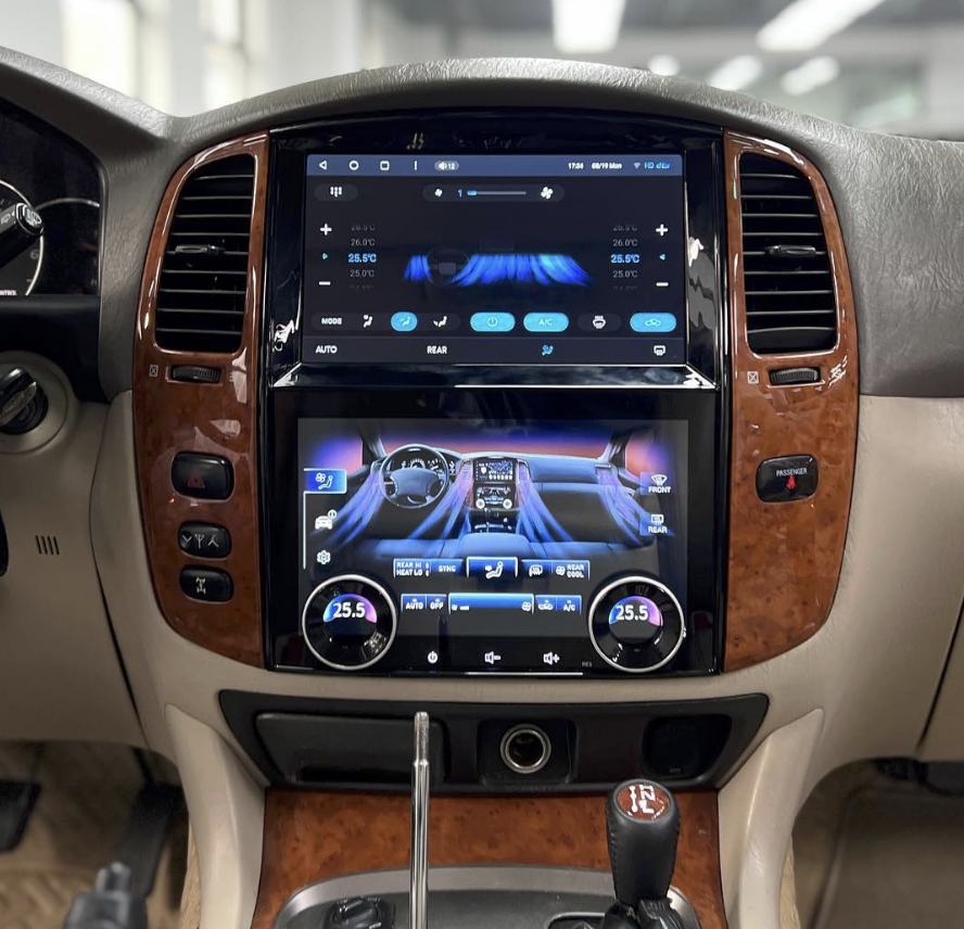 Double écran GPS Android 13.0 et Apple Carplay et Climatisation Toyota Land Cruiser 100 de 2002 à 2007