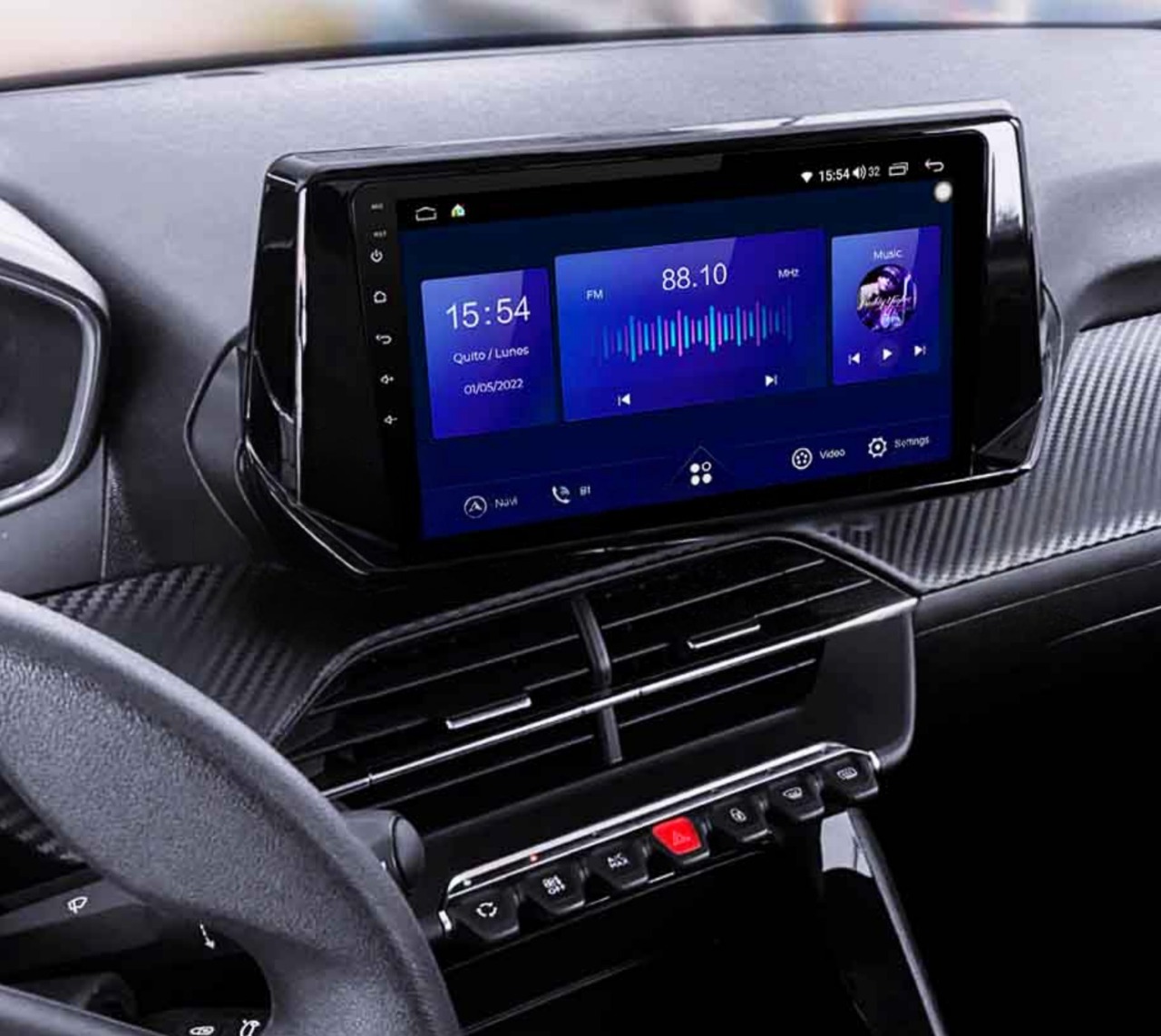 Autoradio Carplay GPS écran tactile QLED Android Auto Peugeot 208 et 2008 de 2019 à 2023