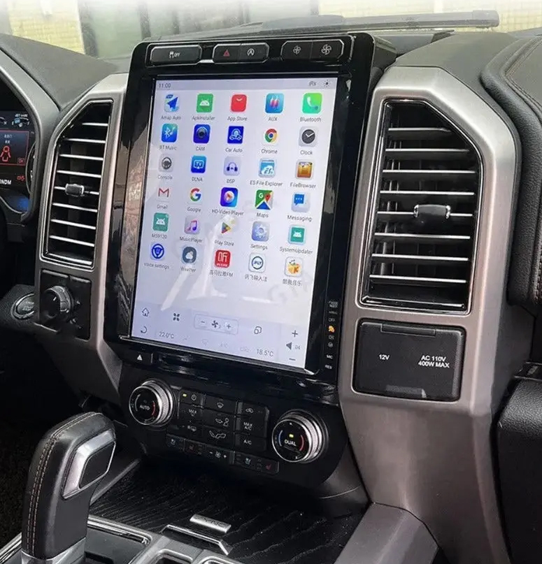 Ecran Tesla Style GPS Android 13.0 et Apple Carplay Ford F150 de 2015 à 2019