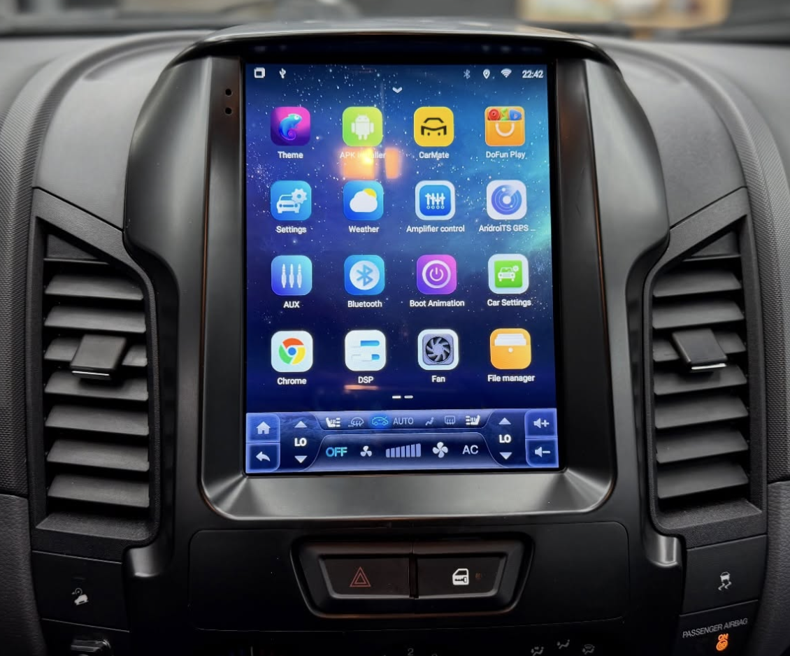 Ecran Tesla Style GPS Android 15.0 et Apple Carplay Ford Ranger de 2012 à 2015